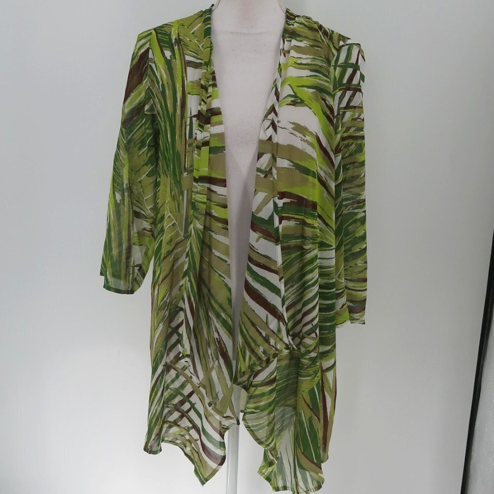C Women's Swimsuit Coverup Open Front Tropical Style Size Small